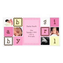 Baby Girl Announcement Photo Cards