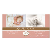 Baby Girl Birth Announcement Customised Photo Card