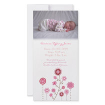 Baby Girl Birth Announcement Photo Card Template