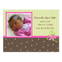 Baby Girl Birth Announcement Postcards