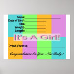 Baby Girl Birth Announcement Print