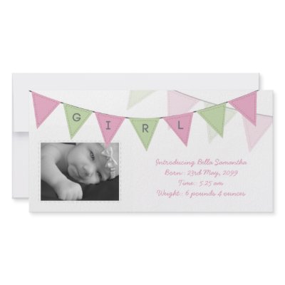 Baby Girl Birth Triangle Flags Banner Photocard by Pip_Gerard