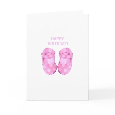 Baby Girl Booties Birthday Card by floatinglemons