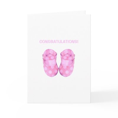 Baby Girl Booties Congratulations Card by floatinglemons