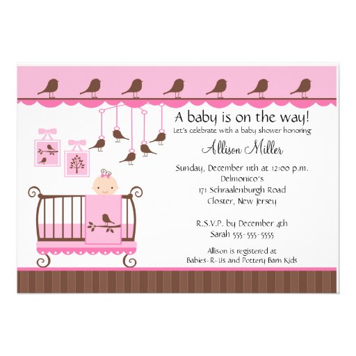 Baby Girl Crib Baby Shower Invitation | Zazzle.co.uk