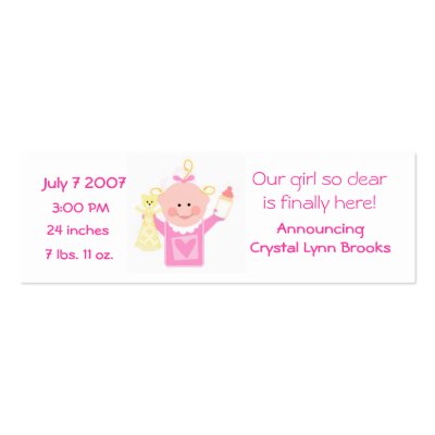 Baby Girl Customised Announcement Card by jamiecreates1