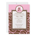 Baby Girl Dress Swirl Baby Shower Invitation