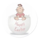 Baby Girl Easter Egg Round Stickers