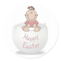 Baby Girl Easter Egg Round Stickers