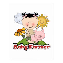 Baby Girl Farmer Wtih Pig T-shirts and Gifts Post Card