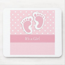 Baby Girl Footprints Adorable Mouse Pad
