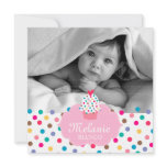 Baby Girl Invitation Announcement Cute Cupcake Dot