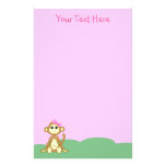 Baby Girl Monkey Pink Stationery