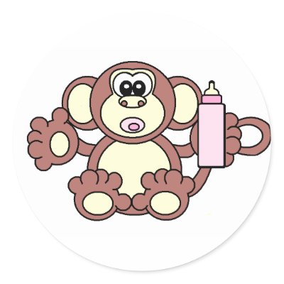 BABY GIRL MONKEY ROUND STICKERS by psimawesome