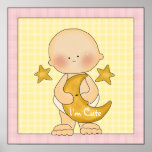 Baby Girl Moon Stars Poster Art Print