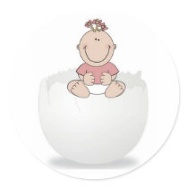 Baby Girl on Egg Round Stickers