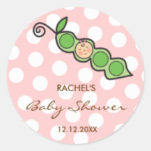 Baby Girl Pea in a Pod Baby Shower Label / Sticker