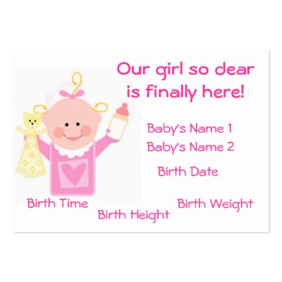 Baby Girl Photo Personalised  Announcement Card by jamiecreates1