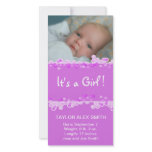 Baby Girl Pink Birth Announcement Photo Greeting Card