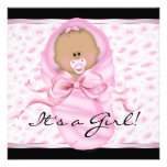 Baby Girl Pink Black Leopard Baby Girl Shower Custom Announcements