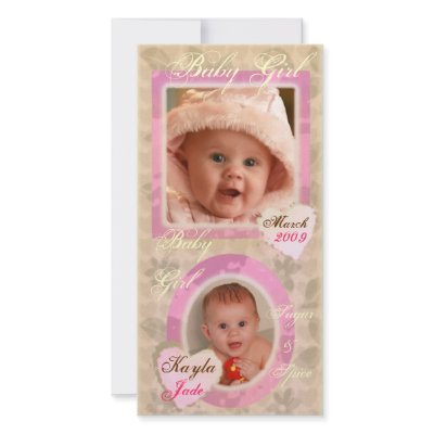 Baby Girl Pink & Cream Vintage Photo Card by jamiecreates1