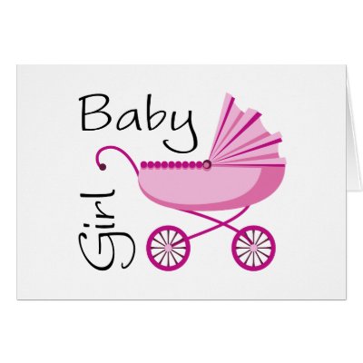 Baby girl pink stroller card by mheababy