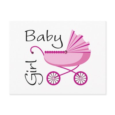 Baby girl pink stroller post card by mheababy