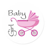 Baby girl pink stroller stickers