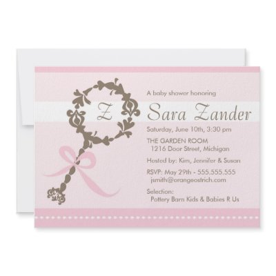 Baby Girl Rattle Shower Invitation by OrangeOstrichDesigns