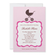 Baby Girl Shower Invitation with Stroller