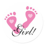 Baby girl stickers with foot prints