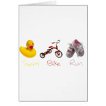 Baby Girl Swim Biek Run Greeting Cards