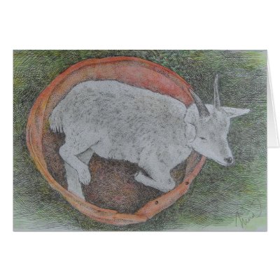 baby goat card by artbynina
