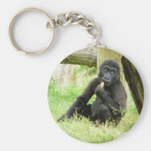 Baby Gorilla Snacking Key Chain