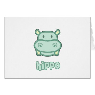 Baby Hippo Cartoon Cards by BurchellDesign