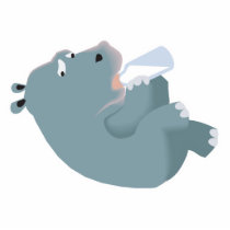 baby hippo drinking bottle photo sculpture