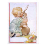 Baby hugging Easter Bunny Post Card