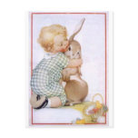 Baby hugging Easter Bunny Post Card