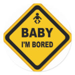 baby i'm bored round stickers