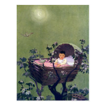 Baby in Cradle in Tree Lullaby Post Card
