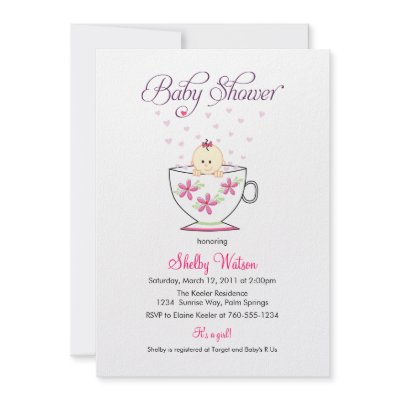 Baby in Tea Cup Baby Shower Invitations by paisleyinparis