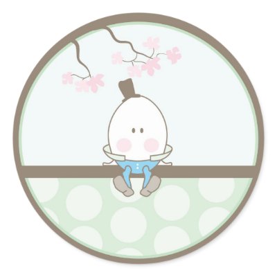 Baby Invitation or Favour Sticker by OrangeOstrichDesigns