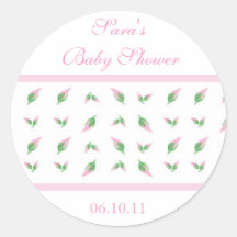 Baby Invitation or Favour Sticker - Rosebud