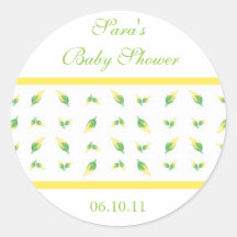 Baby Invitation or Favour Sticker - Rosebud