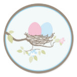 Baby Invitation or Favour Sticker - Twin Eggs