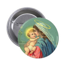 Baby Jesus and Virgin Mary Button