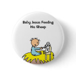 Baby Jesus Feeding His Sheep Button