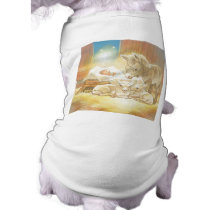 Baby Jesus Nativity with Lambs and Donkey Dog Tee Shirt