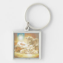Baby Jesus Nativity with Lambs and Donkey Keychains