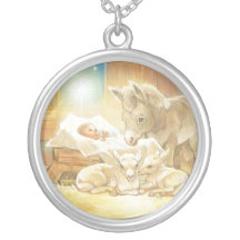 Baby Jesus Nativity with Lambs and Donkey Necklace